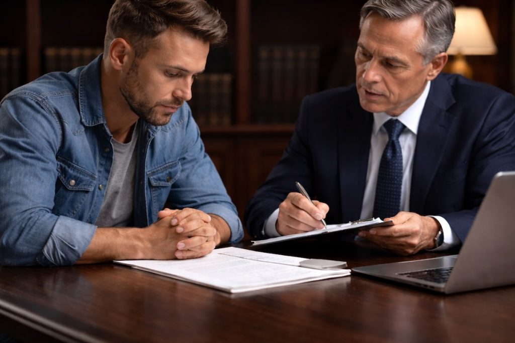 Miami criminal defense attorney consulting with client about felony and misdemeanor charges