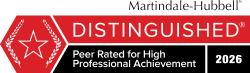 Martindale-Hubbell Distinguished Peer Rated for High Professional Achievement, 2026