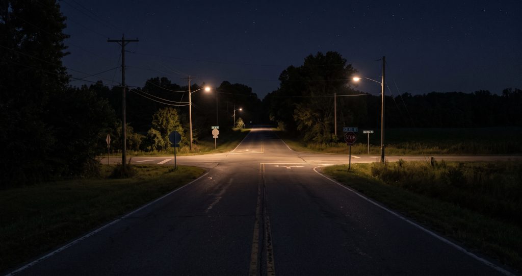 Empty dark road at night representing a Florida DUI and hit and run case