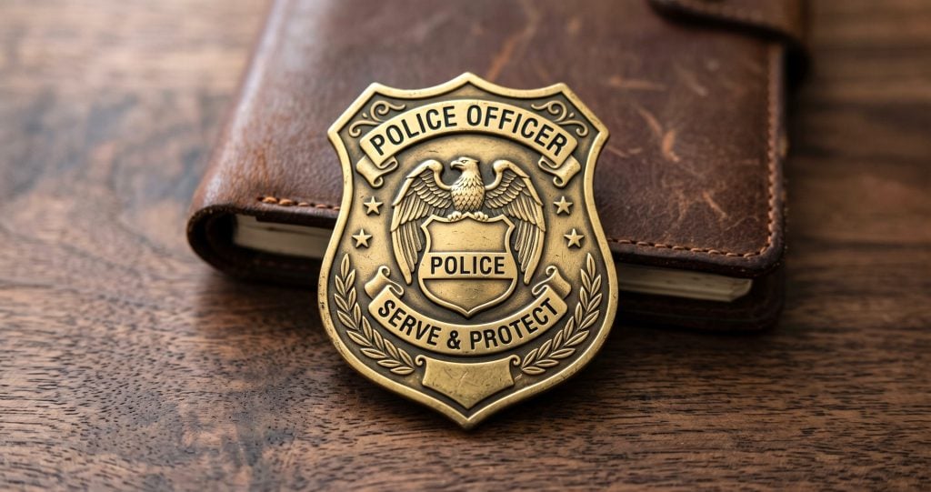 Police badge representing Florida's Officer Jason Raynor Act and penalties for offenses against officers