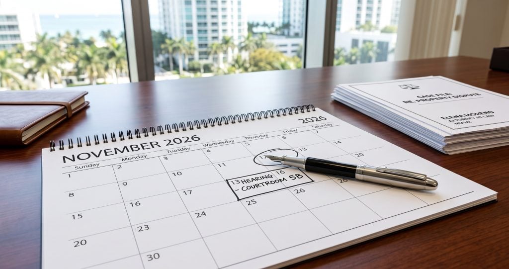 Calendar and pen representing the timeline of a Florida wrongful death lawsuit