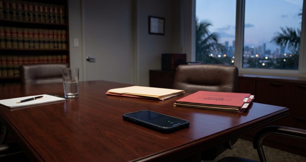 Phone on a table representing a pre-arrest police contact in Florida