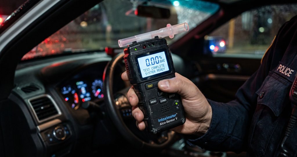 Breathalyzer device representing Florida's Trenton's Law breath test refusal penalties