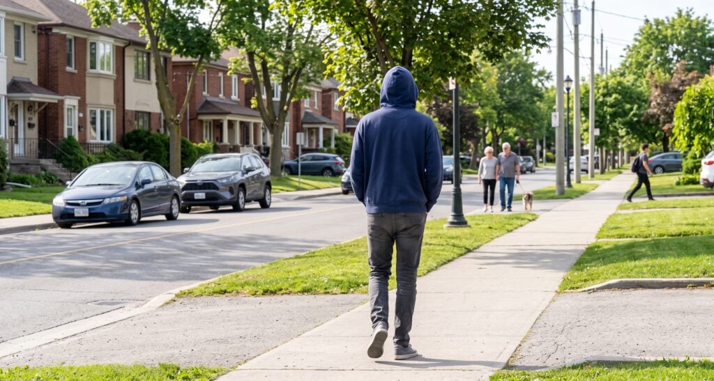 Person wearing hoodie, Florida mask and hood law