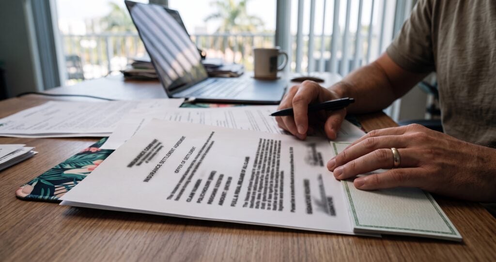 Reviewing an insurance settlement offer before signing