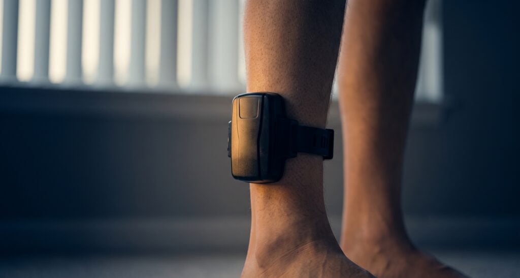 Electronic ankle monitor representing Florida's new pretrial release violation law